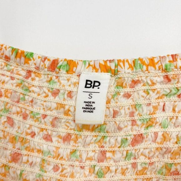 BP. Ruched Crop Camisole Orange White Floral Print Top Size Small - Picture 3 of 6